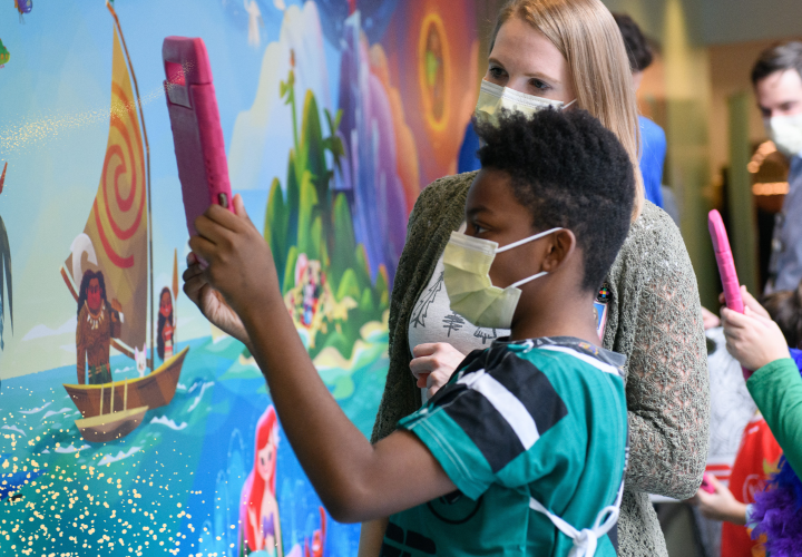 Disney digital wall games at children's hospital