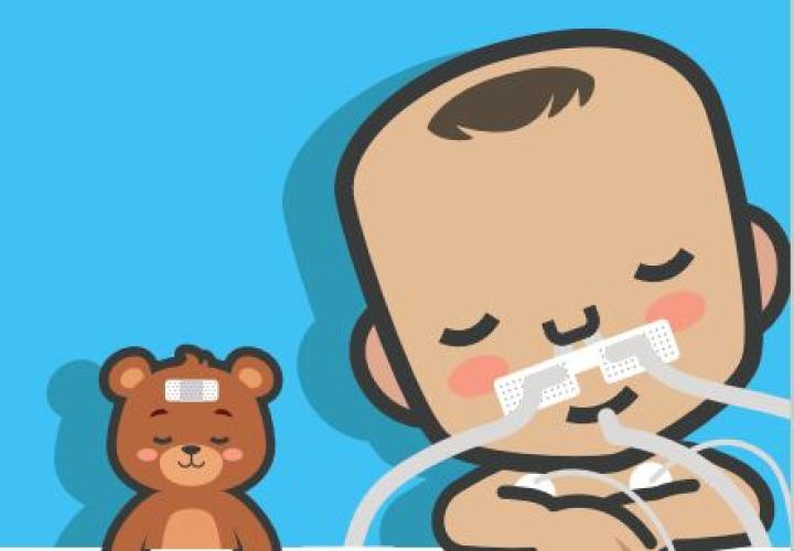 drawing of a baby laying next to a teddy bear