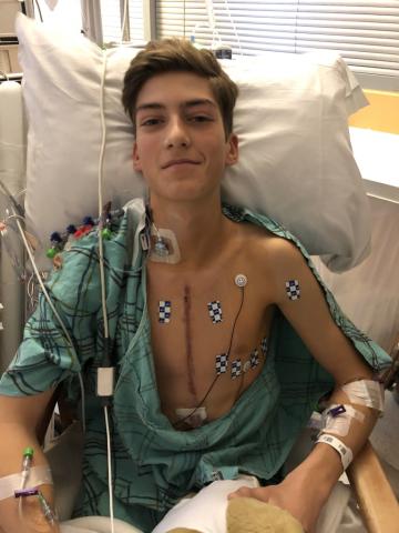 Xavier, shortly after his open heart surgery at Connecticut Children’s